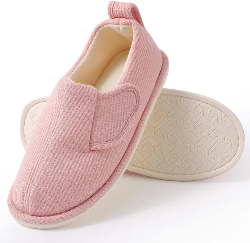 Vista 6 de IIITHREE Pantuflas de espuma viscoelástica suaves y ligeras para mujer con forro que absorbe la humedad, cierre ajustable y pantuflas de casa