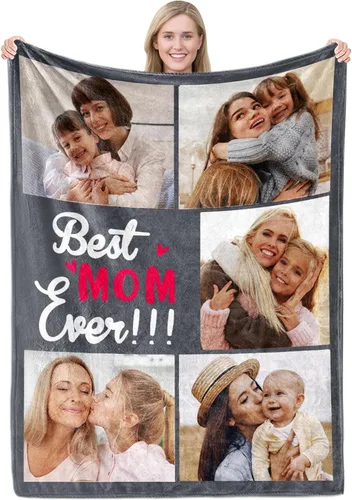Vista 16 de MeMoShe Manta personalizada para el día de la madre, regalos de hija, hijo, manta personalizada con fotos, regalos para mamá, mujeres, regalos