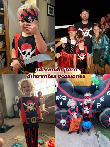Vista 6 de Disfraz de Pirata para Niños, Set de Vestido de Juego de Rol de Pirata 3 piezas