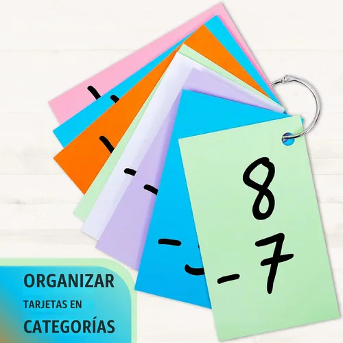 Vista 3 de Hapinest 1000 tarjetas flash en blanco, tarjetas de índice de colores de 3 x 5 con 20 anillos de carpeta, tarjetas de índice sin rayas sin rayas