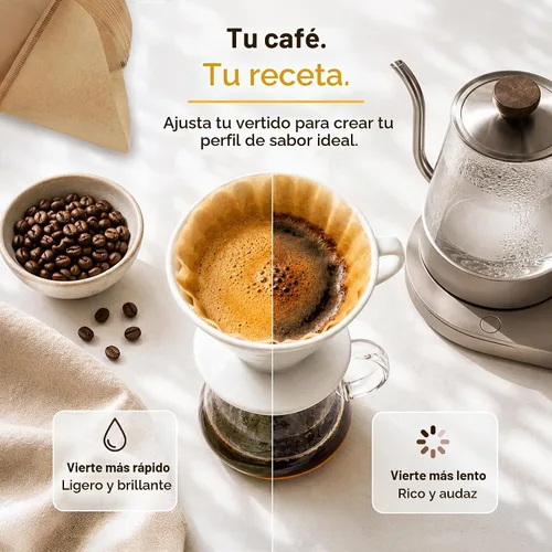 Vista 4 de Gotero de Café Pour Over - Accesorios de Cerámica de Preparación Lenta para Hogar, Cafetería, Restaurantes - Regalo Fácil de Preparación Manual