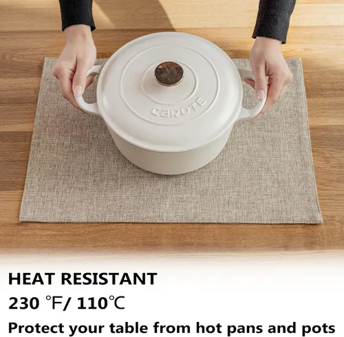 Vista 155 de Demetex - Juego de 4 manteles individuales de mesa de estilo rústico, resistentes al calor, de lino, lavables, de tela, manteles individuales