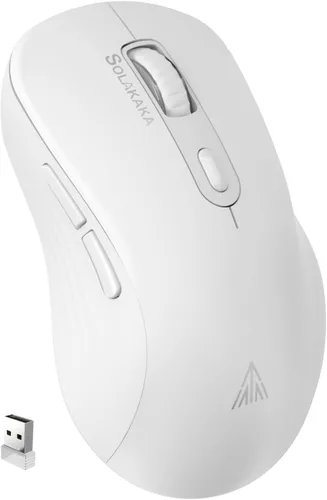 Vista 9 de SOLAKAKA SM66 Rosa Silencioso Modo Dual 2.4GHz Ratón Inalámbrico, DPI Ajustable 4200, Ratón Inalámbrico Recargable para Computadora para PC, Mac
