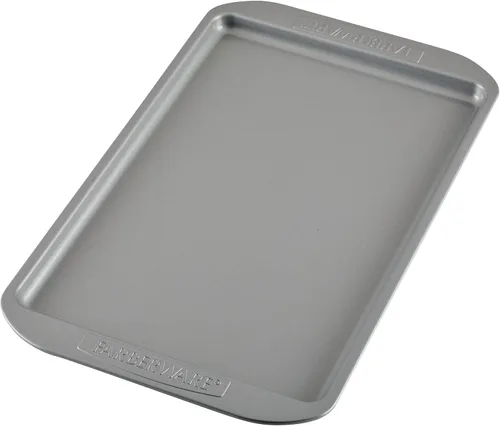 Vista 11 de Farberware Juego de utensilios para hornear antiadherentes, juego de bandejas para galletas de 3 piezas, color gris