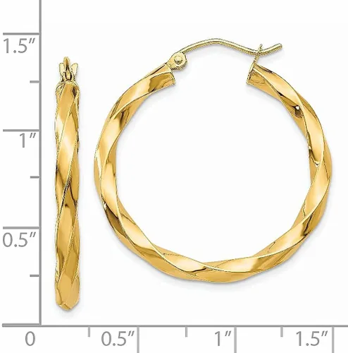 Vista 4 de Juego de aretes de aro trenzados de oro amarillo de 14 quilates de 0.118in, joyería fina redonda para mujer, regalos para ella, Cristal Oro amarillo