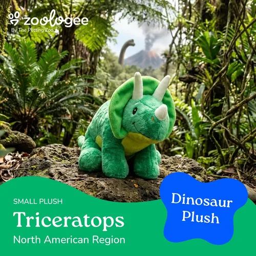 Vista 5 de The Petting Zoo ZOOLOGEE - Peluche de dinosaurio de bebé Triceratops de 11 pulgadas