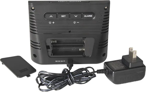 Vista 3 de AcuRite Pronosticador de tiempo con almohadilla de carga inalámbrica, reloj despertador con temperatura y humedad interior/exterior y calendario