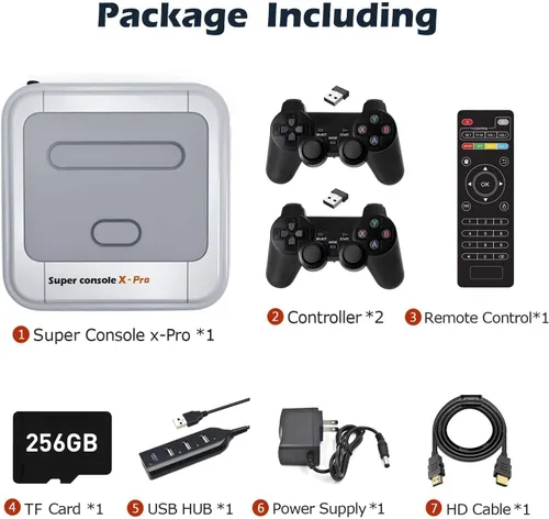 Vista 7 de Kinhank Retro Game Console 256GB, Super Console X PRO Built-in 117,000+ Games, Video Game Console Systems for 4K TV HDAV Output, Dual Systems (256G)