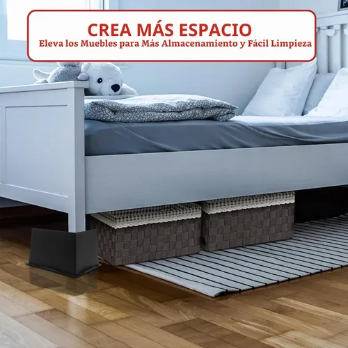 Vista 7 de Elevadores de cama de 4 pulgadas, resistentes, de gran tamaño, paquete de 4 Negro-4 Pack