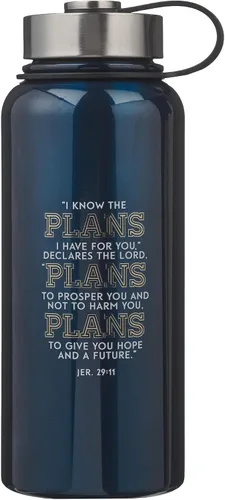 Vista 9 de Christian Art Gifts Botella de Agua Grande de Acero Inoxidable de Doble Pared Sellada al Vacío Aislada para Mujeres, Hombres y Graduados: I Know the