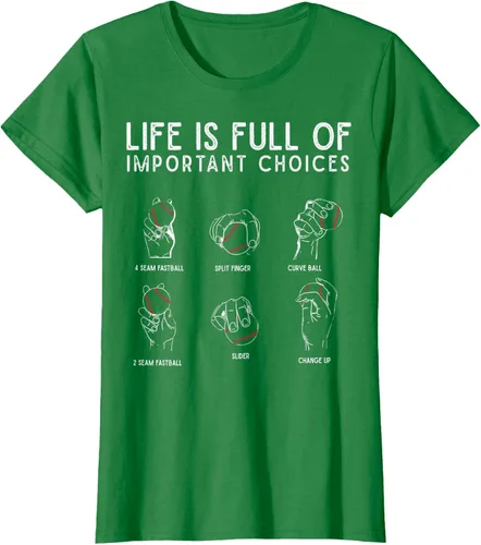 Vista 46 de Tipos de béisbol Pitches Life Choices Jugador Camiseta