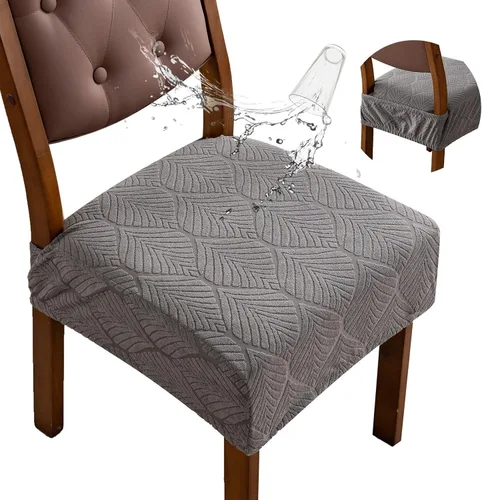 Vista 17 de Fundas de asiento para silla de comedor, extraíbles y lavables, juego de 2, fundas de cojín de asiento de silla de jacquard, protectores
