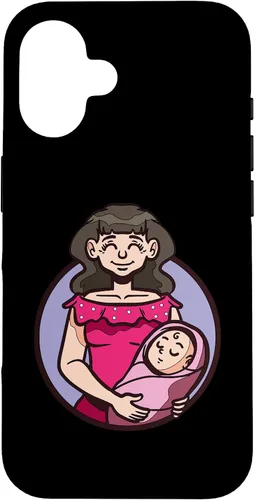 Vista 28 de iPhone XR dibujos animados madre sosteniendo bebé ilustración para niños caso
