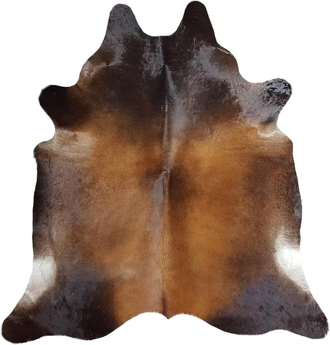 Vista 10 de Sunshine Cowhides Alfombra de piel de vaca 100% genuina, color marrón caoba, alfombra de estilo moderno de piel de animal y alfombra para sala