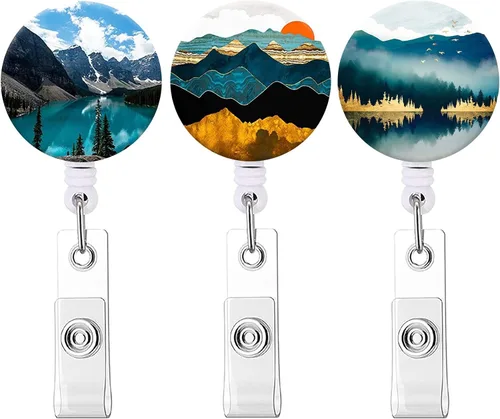 Vista 50 de Carrete retráctil para credenciales de enfermera, lindo nombre, carretes decorativos para tarjetas de identificación con clip en soportes