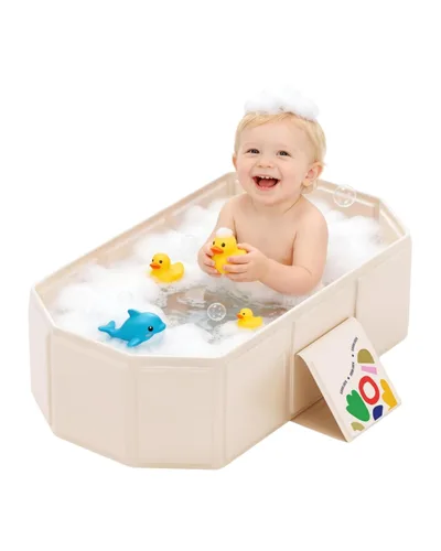 Vista 10 de Bañera para niños pequeños para ducha, bañera plegable para bebé, bañera portátil para niños y bañera plegable para niños pequeños de 1 a 8 años