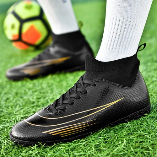 Vista 5 de Botas de fútbol para hombre, ligeras, transpirables, firmes, para exteriores, interiores, escuela, juego, entrenamiento