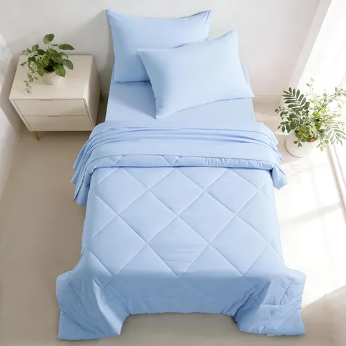 Vista 12 de FLXXIE Juego de ropa de cama de microfibra de 4 piezas, color aguamarina Aqua
