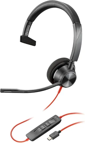 Vista 3 de POLY Poly ( + Polycom) Blackwire 3310 USB-A - Auriculares con cable de una sola oreja (mono) con micrófono Boom - USB-A para conectarse a tu PC