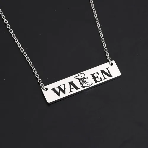 Vista 4 de OKEYCH Collar inspirado en la música country, regalo para mujeres occidentales, regalo para amantes de la música country (collar MW)