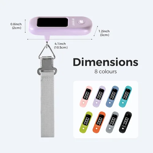 Vista 8 de pack all Báscula de equipaje de 110 libras, báscula digital de equipaje de mano, báscula de peso para maleta de viaje con pantalla LCD, batería