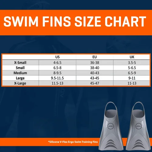 Vista 4 de Zone3 Aletas de entrenamiento de natación V-Flex Ergo de silicona (plata, XS)