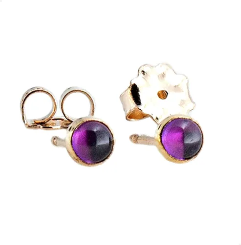 Vista 5 de Juego de aretes pequeños de oro con bisel, bola para cartílago, tragus, hélice, múltiples joyas hipoalergénicas de piedra natal para mujer