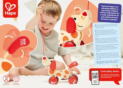 Vista 6 de Hape Walk-A-Long Puppy Juguete de Arrastre de Madera
