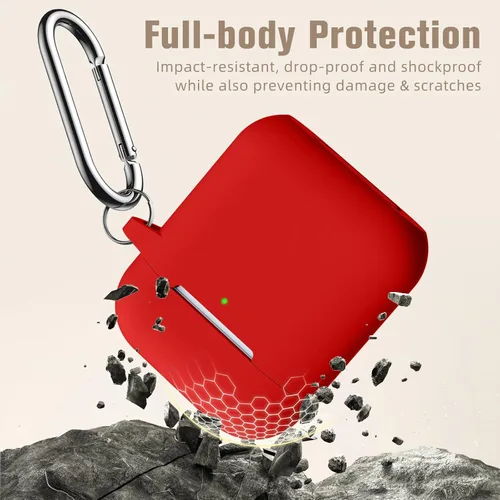 Vista 4 de Hamile Compatible con estuche de AirPods, funda protectora de silicona suave (LED frontal visible) diseñada para AirPods con accesorios de llavero