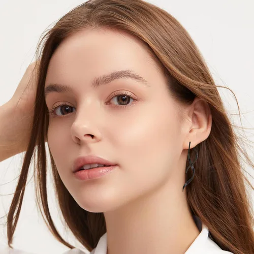 Vista 5 de Aretes de enhebrador en espiral, aretes de acero inoxidable hechos a mano de 0.63 oz para mujer, aretes curvados lineales trenzados, aretes