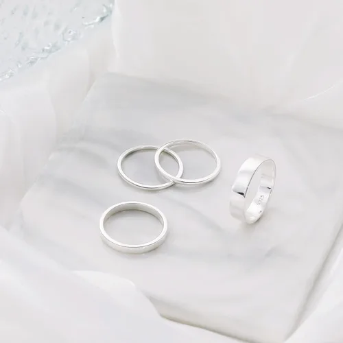 Vista 5 de RLMOON Anillo de plata de ley 925 para mujeres y hombres, apilable, apilable, chapado en oro blanco, anillo de compromiso, ajuste cómodo, 0.039
