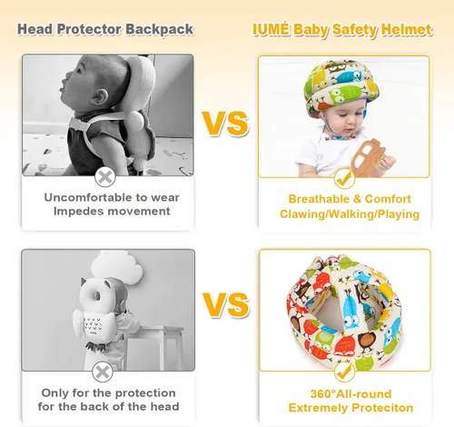 Vista 3 de Casco de seguridad para bebés pequeños, cojín ajustable, transpirable, sombrero de protección para bebés