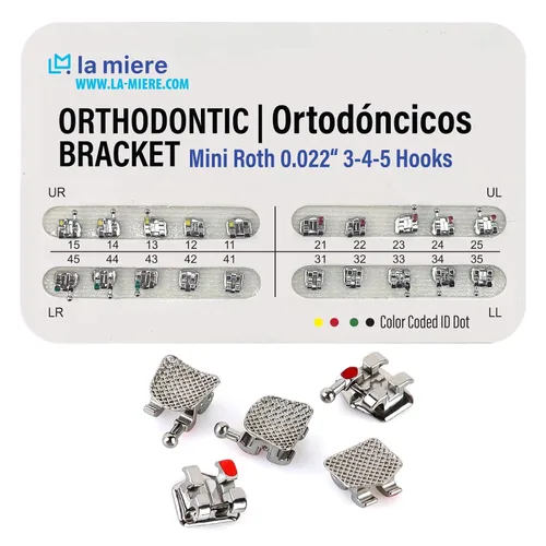 Vista 7 de 20 piezas modelo de dientes con brackets, soportes Typodont, ranuras 0.018 3-4-5 con ganchos 20 piezas/paquete, (MBT, Mini) 1PK