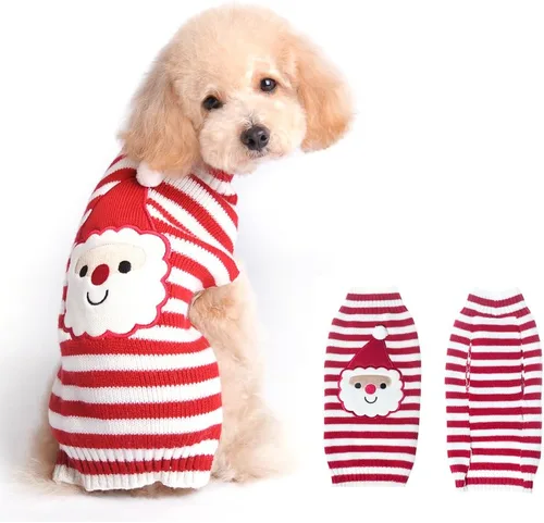 Vista 8 de Suéter festivo para mascota con diseño de reno Suéter para perro navideño Prendas tejidas cálidas para invierno par a mascotas, m Reno de dibujos
