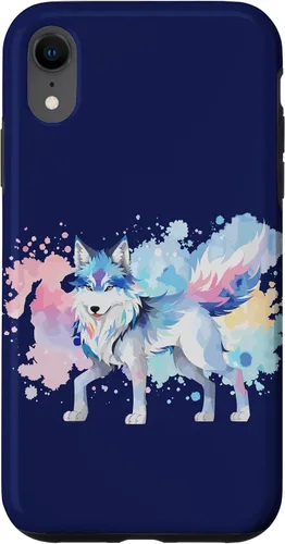 Vista 8 de Funda gráfica de lobo para iPhone 14 con diseño de lobos de anime japonés