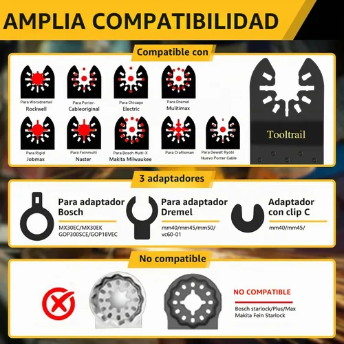 Vista 6 de 50 piezas de cuchillas oscilantes para metal, kits de cuchillas multiherramienta universales para metal, clavos de madera y plástico, cuchillas