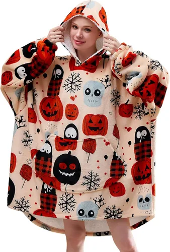 Vista 15 de Moinlizy - Sudadera con capucha tipo manta extragrande, portátil con capucha y bolsillo, de grueso sherpa, para mujeres y hombres adultos