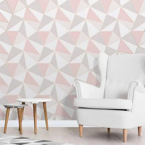 Vista 2 de Fine Decor Wallcoverings FD41993 UK Apex Geo - Papel pintado de pared lateral, oro rosa, rollo completo, 33.0 ft* 20.5 in