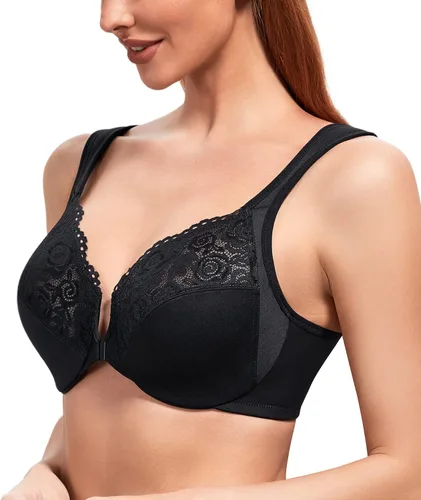 Vista 7 de DotVol Brasier diario con cierre frontal en U y tirantes anchos para mujer, talla grande