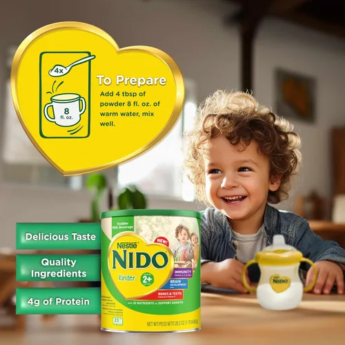 Vista 6 de Nestle Nido Kinder 2+ - Leche en polvo para niños pequeños, 28.22 oz, paquete de 36