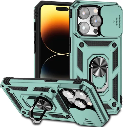 Vista 17 de Funda magnética compatible con iPhone 14 Pro de 6.1 pulgadas, funda magnética para iPhone 14 Pro con cubierta de cámara y soporte de grado militar
