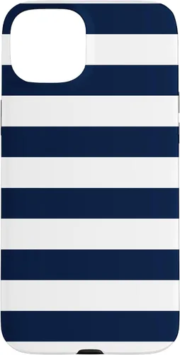 Vista 9 de Azul marino blanco rayas geométricas femeninas rayas preppy rayas caso para iPhone 17