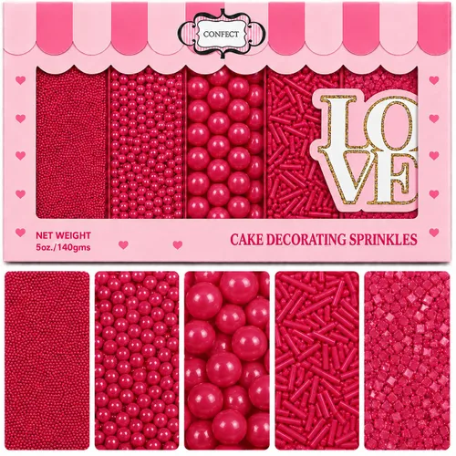 Vista 22 de Confect Chispas para pasteles y magdalenas – Paquete surtido de 5 Chispas de perlas de ensueño para baby shower – Cubierturas comestibles para Rosa