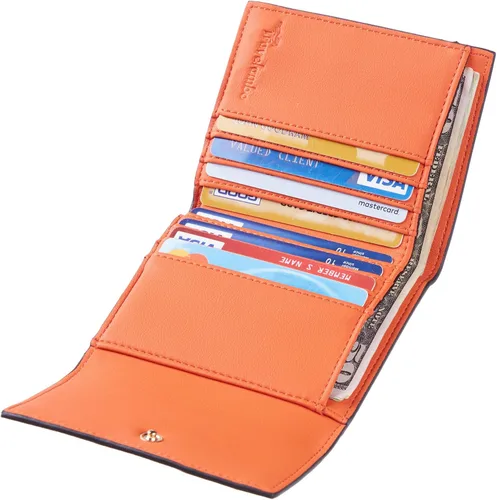 Vista 4 de Travelambo Cartera pequeña y compacta con bloqueo RFID para tarjetas de crédito, monedero de bolsillo para mujer