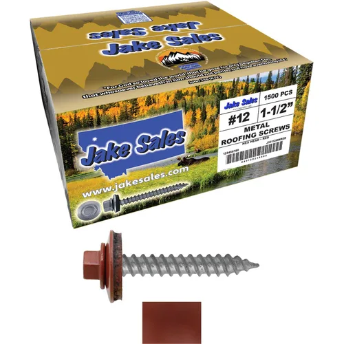 Vista 129 de 12 tornillos para techos de metal gris ABC de 1-1/2 pulgadas, cabezal de arandela hexagonal, arranque automático/roscado, arandela EPDM. 1 bolsa