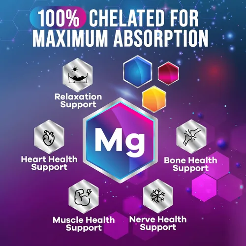 Vista 3 de Suplemento de glicinato de magnesio – 500 mg de magnesio por porción – 100% quelado y purificado – Apoya el sueño, la salud del corazón y la fuerza