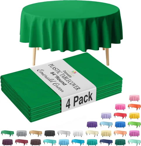 Vista 8 de Party Solids Paquete de 4 manteles de plástico color azul aguamarina, 54 x 108 pulgadas, mantel desechable para fiestas y pícnics