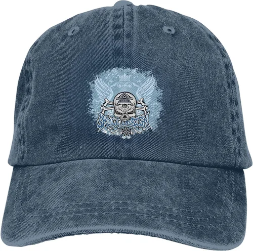 Vista 9 de Cowboy Hat Trendy Hats for Man and Women Djustable Four Season Outdoor Baseball Cap of Hell Skull with Angel Navy Blue