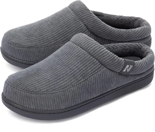 Vista 8 de RockDove Pantuflas de pana Ribco para hombre con espuma viscoelástica y suela interior y exterior
