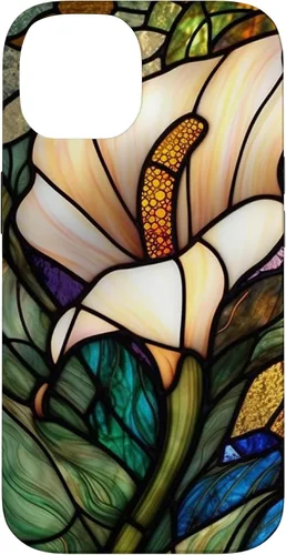 Vista 4 de iPhone 16 Calla Lily Stained Glass Case